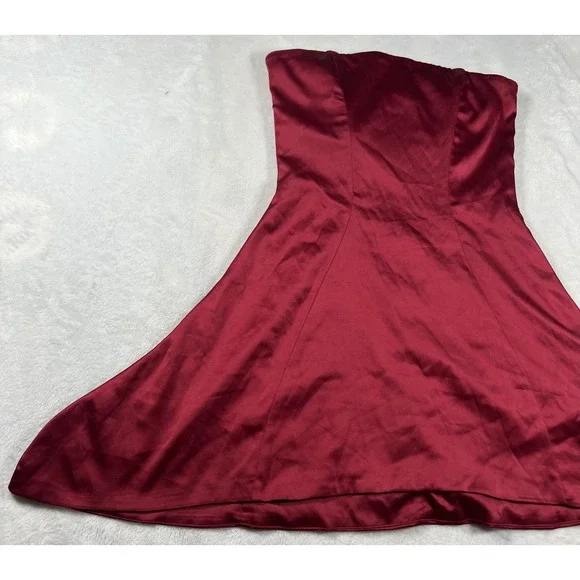 Babyboo Dress Womens Small Red Strapless Satin A-Line Fit & Flare Cocktail Party - Picture 4 of 12